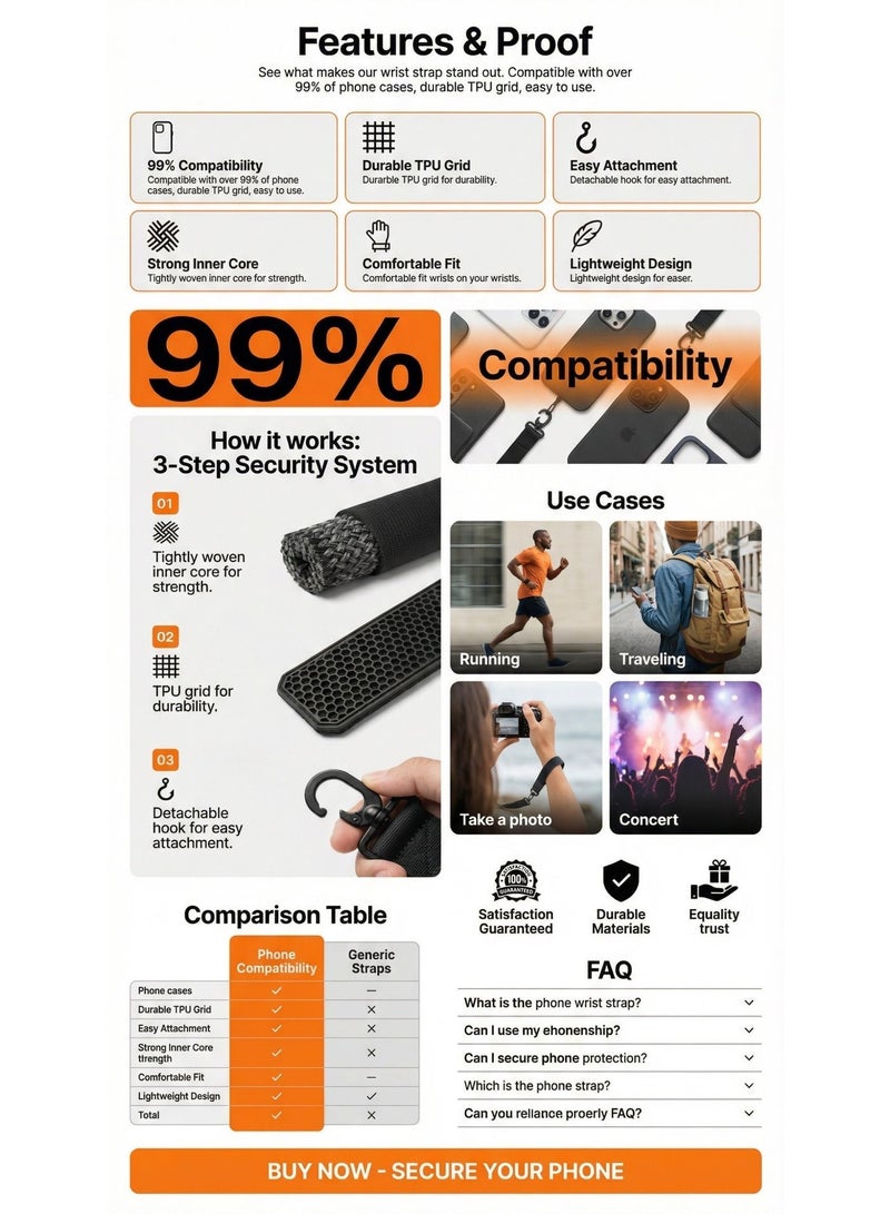 ThangCore Retractable Phone Wrist Strap (Includes Soft Silicone Cable Ties) - Image 5